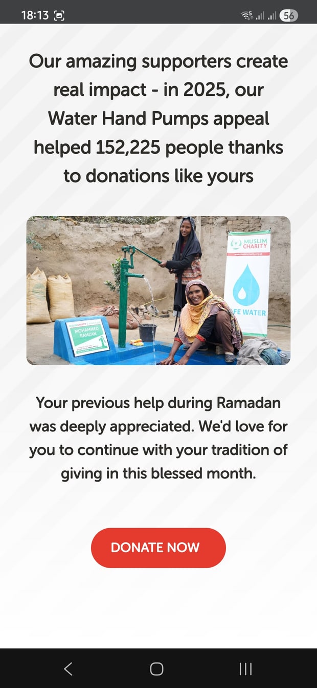Personalised impact story and donate call to action